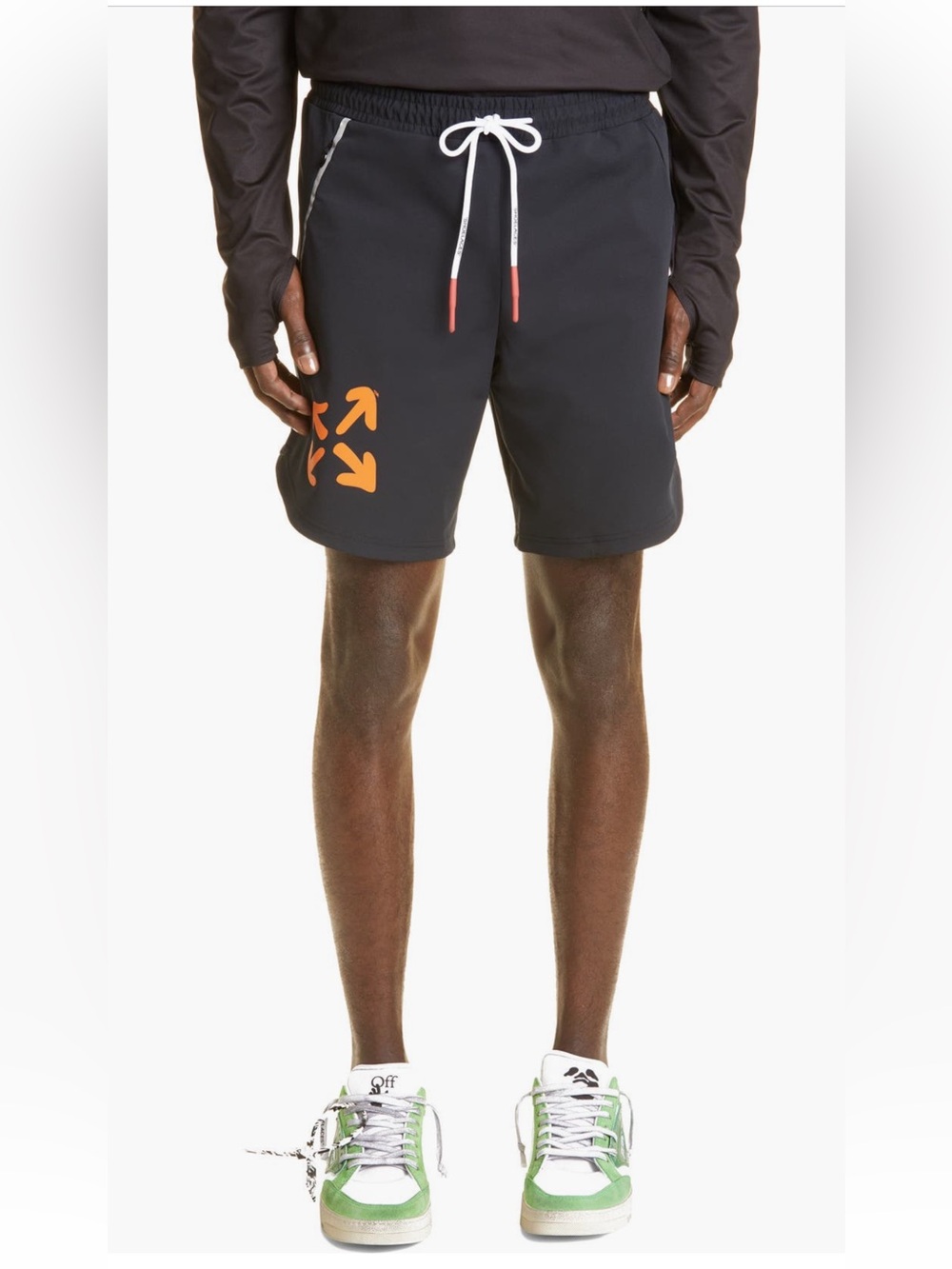 Off-White Black Men's Athletic Shorts with Orange Arrow Accent NWT, XL